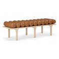 thumbnail image 1 of Meridian Furniture Landon Cognac Vegan Leather Bench, 1 of 17