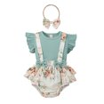 thumbnail image 1 of Fortune Baby Girl Flower Printed O-neck Tops Suspender Shorts,2pcs set,0-18M, 1 of 1