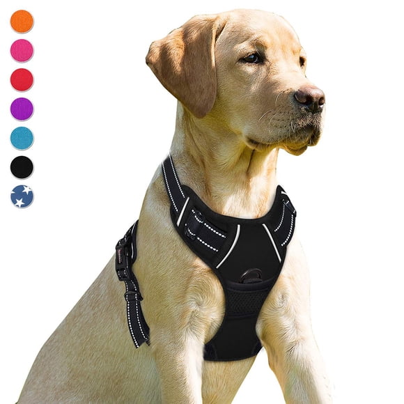 BARKBAY No Pull Dog Harness Front Clip Heavy Duty Reflective Easy Control Handle for Large Dog Walking(Black M)