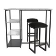 thumbnail image 3 of Novogratz Nora 3-Piece Pub Set with Faux Terrazzo Top, Black, 3 of 5