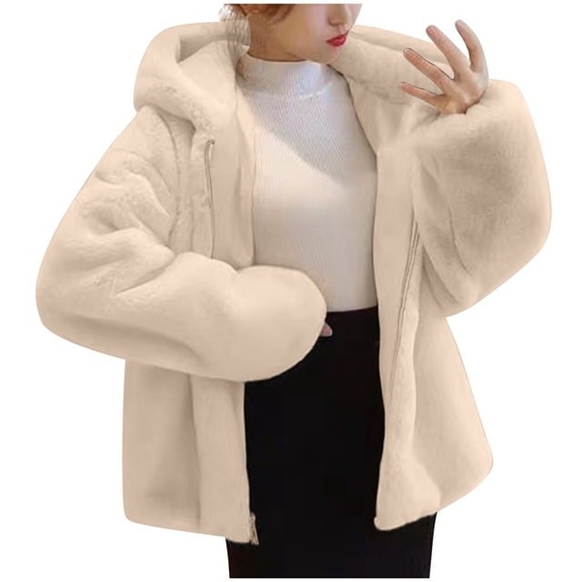 LSLJS Manteau Femme Mode Uni à Poches Veste Peluche Manches Longues à Revers