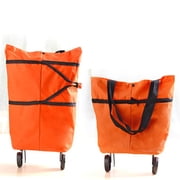 Accelerateh 2 In 1 Foldable Shopping Cart Trolley Bag Portable Green Wheels System For Grocery Travel Storage