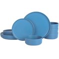 thumbnail image 1 of Gibson Home Canyon Crest 12 Piece Melamine Dinnerware Set, Dark Blue, Matte Finish, 1 of 8
