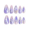 thumbnail image 3 of Fofosbeauty 24pcs Press on False Nails Tips, Almond Fake Acrylic Nails, Hot stamping Silver Flame Purple, 3 of 8
