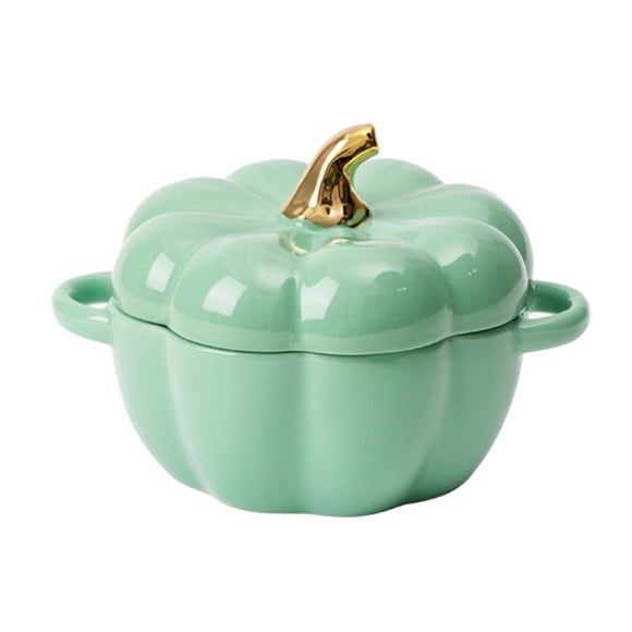 Adorable Pumpkin Ceramic Bowl with Lid, Individual Casserole Dish for Soups, Stews, Baking & Desserts