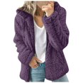 thumbnail image 1 of Jackets for Women Clearance Sale Solid Color Zipper Outwear with Pockets Long Sleeve Zipper Drawstring Hooded Jacket Fall Winter Loose Fit Warm Coat, 1 of 6