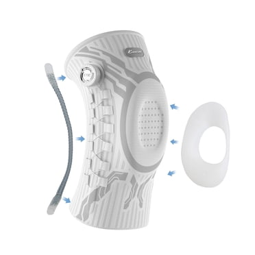 Kuangmi Knob Knee Brace for Pain Relief, Knee Support with Patella Gel Pad & Side Stabilizers, Compression Knee Sleeve for Workout, Arthritis, Joint Pain, Meniscus Tear (White,Right,Large,Single)