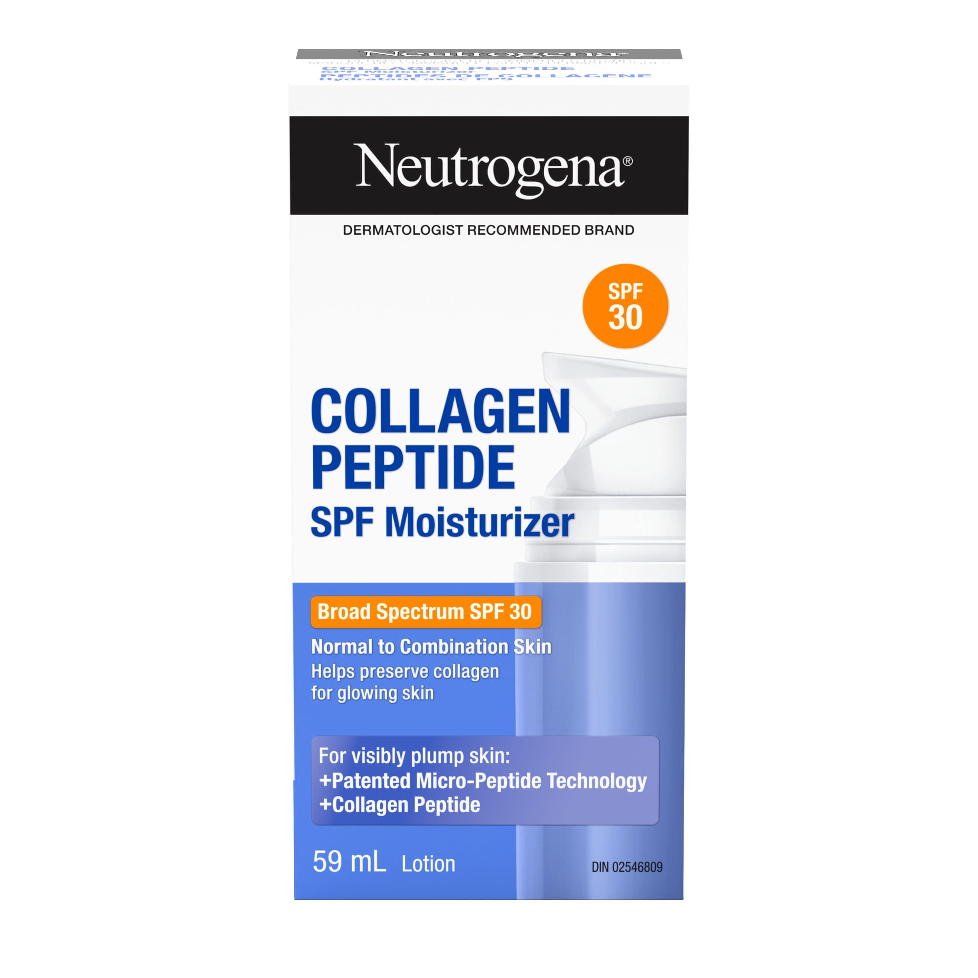 Neutrogena Collagen Peptide Moisturizer with SPF 30 Sunscreen, Daily Anti-Aging Face & Neck Collagen Peptide Cream with Micro-Peptides & SPF, 59 mL