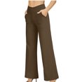thumbnail image 1 of Birdeem Women Fashion Solid Color High Waisted Pocket Vent Fitting Full Length Pants, 1 of 1