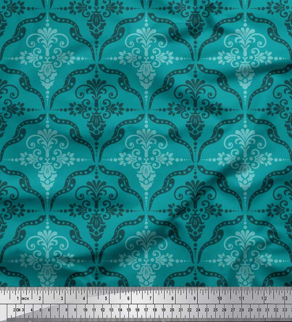 Soimoi Tissu Crêpe polyester Filigrane Damas Imprimé Tissu au Mètre 52 Pouces de Large