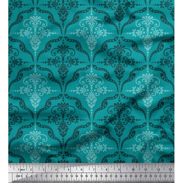Soimoi Moss Tissu Georgette Filigrane Damas Imprimé 1 Yard 42 Pouces de Large