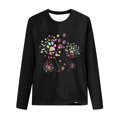 thumbnail image 4 of Pisexur Hauts d'Automne pour Femmes Mode Mignon T-Shirt Imprimé Graphique Hauts Col Rond Manches Longues Chemises pour Femmes Habillées Décontractées Sorties Hauts Confort Polyvalents Légers T-Shirts, 4 of 5