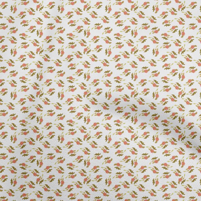 oneOone Polyester Spandex White Fabric Floral Craft Projects Decor Fabric Printed By The Yard 56 Inch Wide