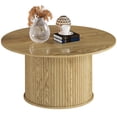 thumbnail image 1 of HOMCOM Table Basse Ronde de 31,5 Pouces, Table Centrale pour Salon, Chêne, 1 of 10