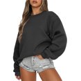 thumbnail image 1 of Mefallenssiah Mode Femmes Décontracté Manches Longues Col Rond Chandail Ample pour Dames Hauts Blouse Noir G, 1 of 7