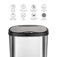 thumbnail image 3 of NINESTARS 13.2 Gal / 50L Motion Sensor Oval Garbage Can, Stainless Steel with Stainless Steel Lid, 3 of 8