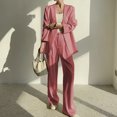 thumbnail image 2 of Timegard 2 Piece Suits Set for Women Button V Neck Open Front Jackets Business Office Wide Leg Pant Blazer Outfits, 2 of 6
