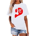 thumbnail image 2 of Chandails des Fêtes pour Couples Assortis T-Shirt à Manches Courtes Col Rond de la Saint-Valentin Mode Imprimé Cœur Décontracté Respirant Confortable Doux Tenue de Vacances pour Lui et Elle Vêtements Blanc P, 2 of 5