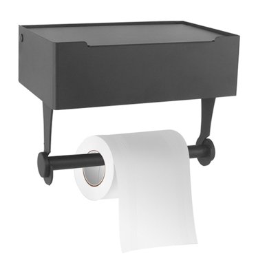 Porte-papier Toilette Noir avec Étagère Distributeur de Lingettes pour Salle de Bain avec Étagère de Rangement Murale en Acier Inoxydable