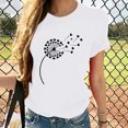 thumbnail image 1 of Meichang T-Shirts Graphiques Tendance pour Femmes Nouveauté Drôle Mignon T-Shirts à Imprimé Pissenlit Décontractés Col Rond Manches Courtes T-Shirts Légers Hauts, 1 of 7