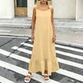 thumbnail image 2 of Sentmoon Robe de Soirée Grande Taille Élégante Sans Manches à Col Rond Robes Bohèmes pour Femmes Été Couleur Unie Dos Ouvert Coupe Régulière Robe pour Femmes Élégante pour un Usage Quotidien Décontracté Kaki m, 2 of 8