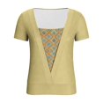thumbnail image 4 of RXMEKW T-Shirt Imprimé pour Femmes à Manches Courtes, Col Rond, Haut d'Été avec Ourlet Contrastant pour Tenue Décontractée et Tenues Quotidiennes, 4 of 7