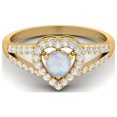 thumbnail image 1 of Bague de Mariage pour Femmes en Forme de Cœur avec Pierre de Lune Ronde de 1,05 Cts en Argent Sterling 925 et Vermeil Doré à Tige Fendue, 1 of 3