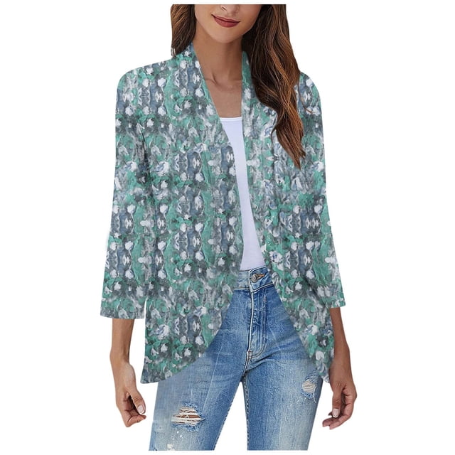 Pisexur Womens Jacket Open Front Cardigans Plus Size Jackets Coats Fall Jackets Women's Non Positioning Printed Fashionable Loose Lace Cardigan Top
