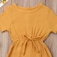 thumbnail image 3 of Sylvamorning Infant Baby Romper Solid Color Short Sleeve Elastic Waist Jumpsuit, 3 of 7