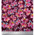 thumbnail image 1 of Soimoi Purple polyester Crepe Fabric Insect Watercolor Print Fabric by Yard 42 Inch Wide, 1 of 3