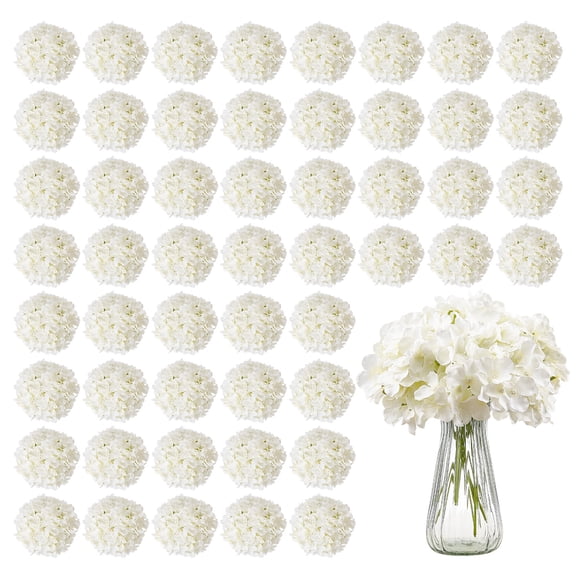 VEVOR 65 Pcs Artificial Silk Hydrangea Flowers 9.8 In Bouquet Arrangement White