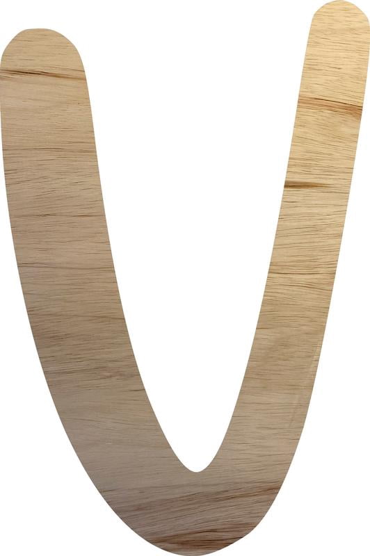 Wooden Letter V Craft Project, 4'' Tall Small Unfinished Wood Alphabet Letter, DIY