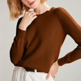 thumbnail image 4 of ManxiVoo Chandail à Capuche Tricoté à Manches Longues et Col Rond pour Femmes pour Automne Hiver Tenue Décontractée Taille g Marron, 4 of 5