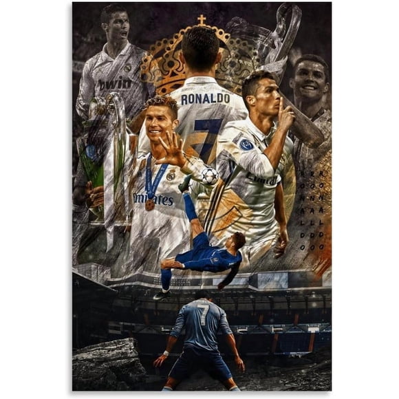 Cristiano Ronaldo Canvas Wall Art | CR7 Soccer Poster Decor for Bedroom, Living Room | 12x18 Inch Aesthetic Room Poster Unframed