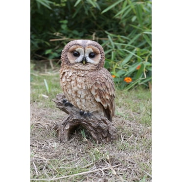 Owl Statue, Brown Owl On Stump Garden Statue,Garden Decoration, Home Decor, Indoor/Outdoor