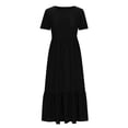 thumbnail image 3 of Pisexur Robes d'Été pour Femmes Col Rond Robe Fluide Plissée Tendance Manches Courtes Mode avec Poche Plage Été Évasée Imprimé Floral 2024 Robes, 3 of 4