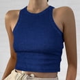 thumbnail image 2 of Hauts Courts Unis Débardeur pour Femme Couleur Sans Manches Col Rond Blouse pour Femme, 2 of 5