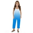 thumbnail image 3 of Sleeveless Casual Jumpsuit for Girls, Soft Polyester-Spandex Blend, Pockets, Long Pants, Gradient Design,西瓜 Red, Size 160, 3 of 6