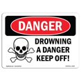 thumbnail image 1 of SignMission OS-DS-A-1218-L-1653 12 x 18 in. OSHA Danger Sign - Drowning Danger Keep Off, 1 of 1