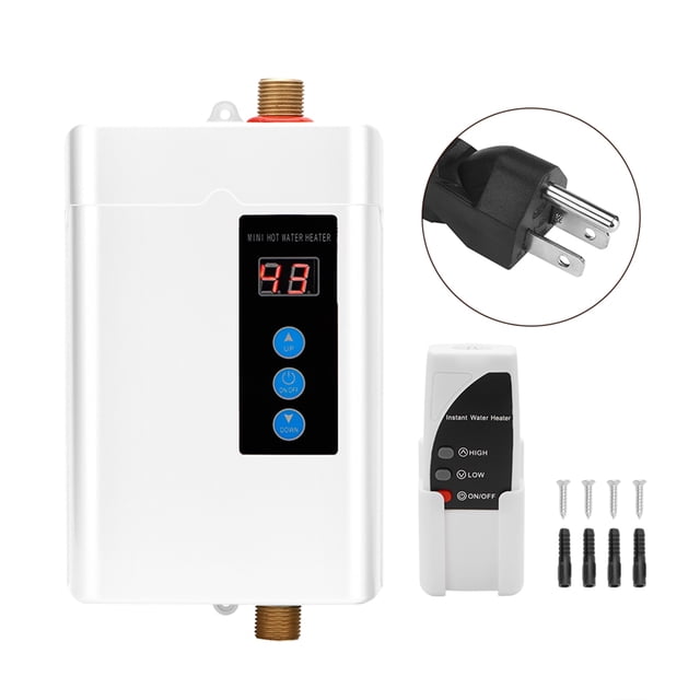 Household Mini Electric Water Heater Instant Tankless Water Heater Heating MachineWhite US Plug 110V 3000W