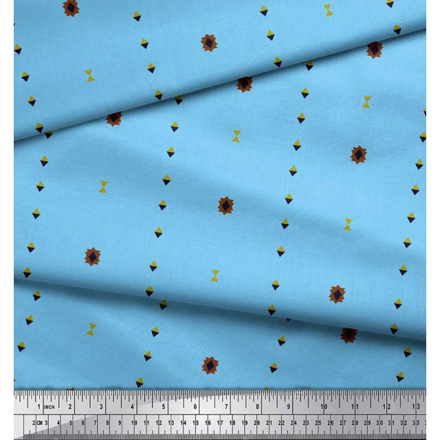 Soimoi Blue Moss Georgette Fabric Butidar Jamdani Print Sewing Fabric Yard 42 Inch Wide