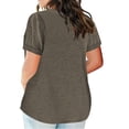 thumbnail image 3 of AherBiu T-Shirts Grande Taille pour Femmes Manches Courtes T-Shirt Col en V Fendu Été Décontracté Tunique Ample Blouse, 3 of 4