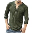 thumbnail image 2 of AMERTEER Man V Neck Long Sleeve Shirts Button On Slim For Shirt Leisure Solid Color Top, 2 of 6
