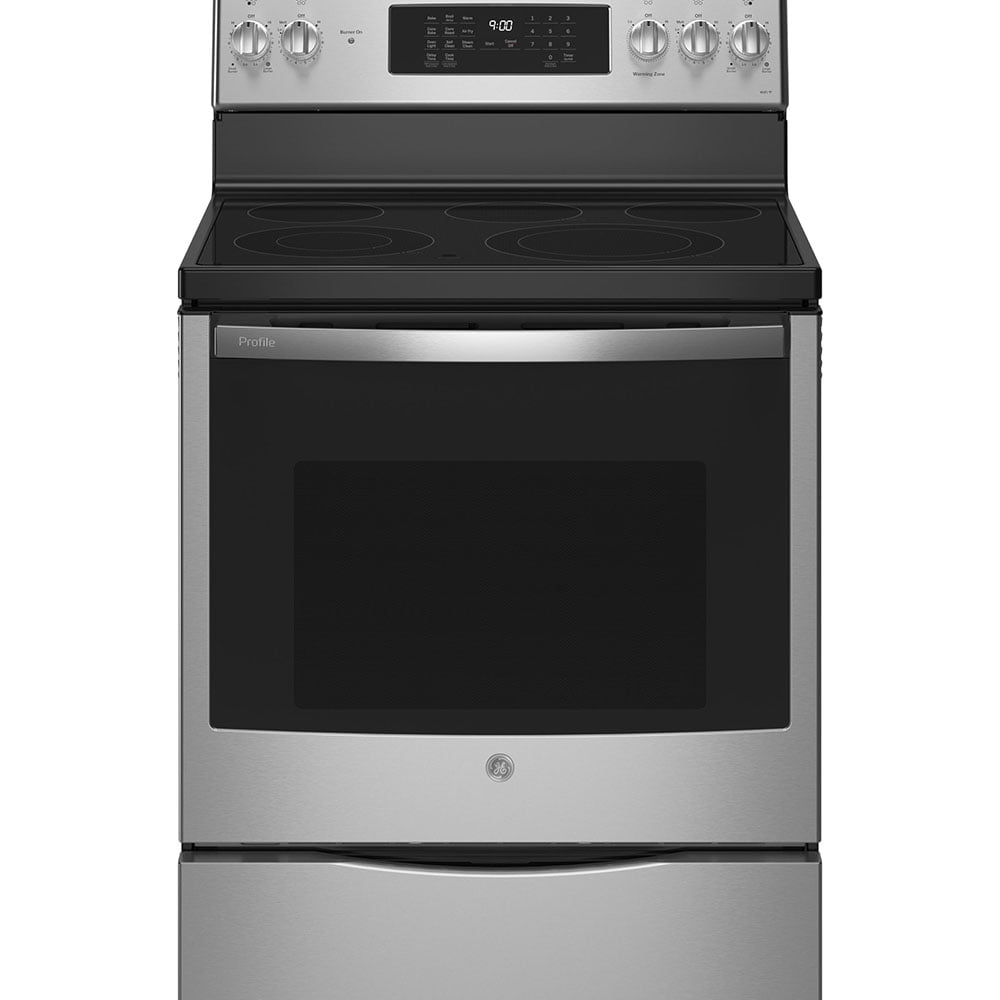 GE Profile 30”Free Standing Electric True Convection Range with No-Preheat Air Fry - PCB900YVFS