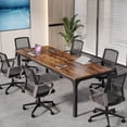 thumbnail image 1 of Tribesigns 13FT Large Conference Table, Modern 6.5FT x 2.3FT Meeting Room Table with Metal Frame, Seats 12-16 People, Rustic Brown, 1 of 5