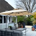 thumbnail image 2 of PURPLE LEAF Parasol de Patio Carré de Luxe 9 Pi, Grand Parasol Déporté à Mât Décentré avec Rotation à 360°, Beige, 2 of 9