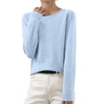 thumbnail image 2 of Chandail à Col Rond pour Femme Chandails Classiques Doux pour Femmes Chandail à Manches Longues à Col Rond Chandails Moulants de Base Chandail à Enfiler S-109 Bleu Ciel TG, 2 of 6