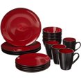 thumbnail image 1 of Gibson Home Soho 16 Piece Round Stoneware Dinnerware Set, Burgundy & Black, 1 of 9