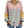 thumbnail image 2 of PVCS Women's Casual Hollow Out Solid Color Line V-Neck Long Sleeve Sweater Tops Blouse, 2 of 6