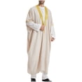 thumbnail image 4 of Pisexur Renaissance Costume Men's Muslim Robe Arab Middle Robe Long Style Long Sleeve Embroidered Standing Neck Pocket Long Shirt Fashion Casual Robe Medieval Costume, 4 of 5